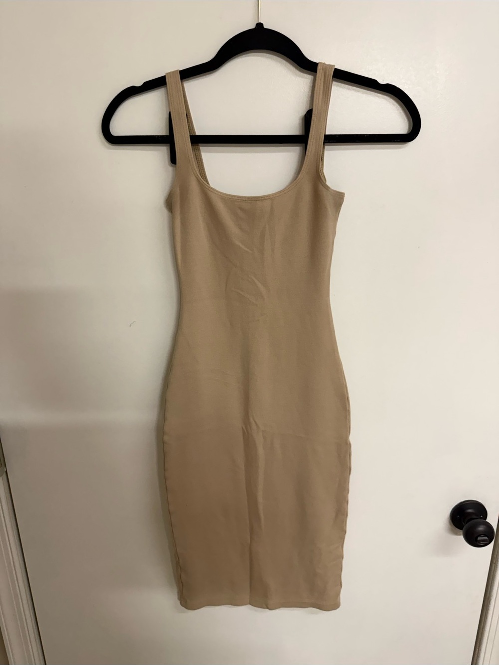 American Apparel Beige Sleeveless Midi Bodycon Dress